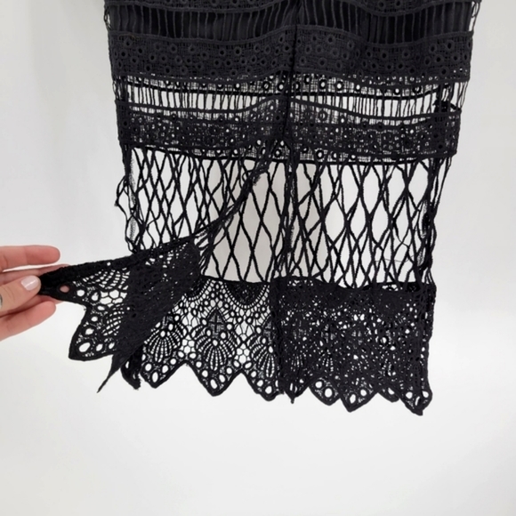 NWOT BOOHOO Embroidered Lace Panel Midi Dress Black - Picture 12 of 15